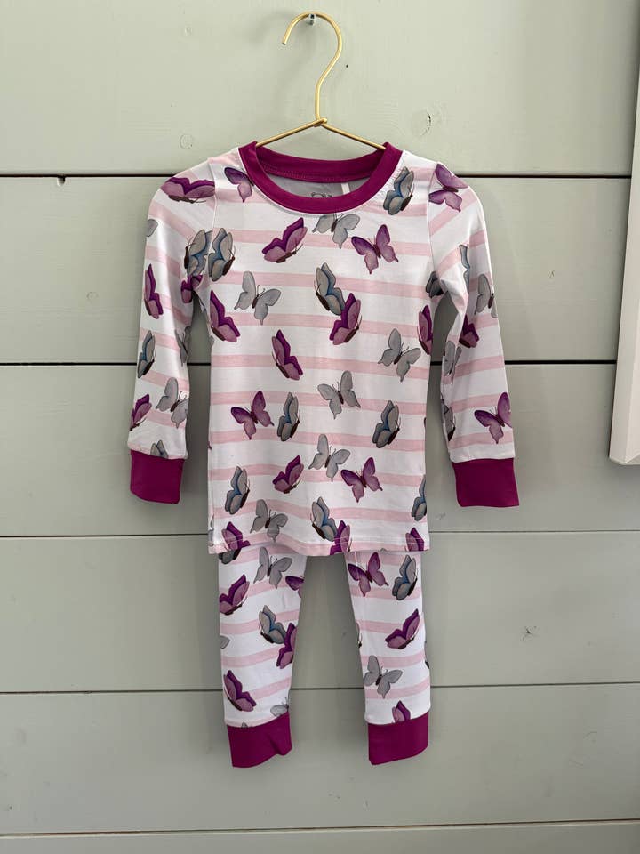 Butterfly Print 2-Piece Pajama Set for wholesale by Carol Bear Apparel