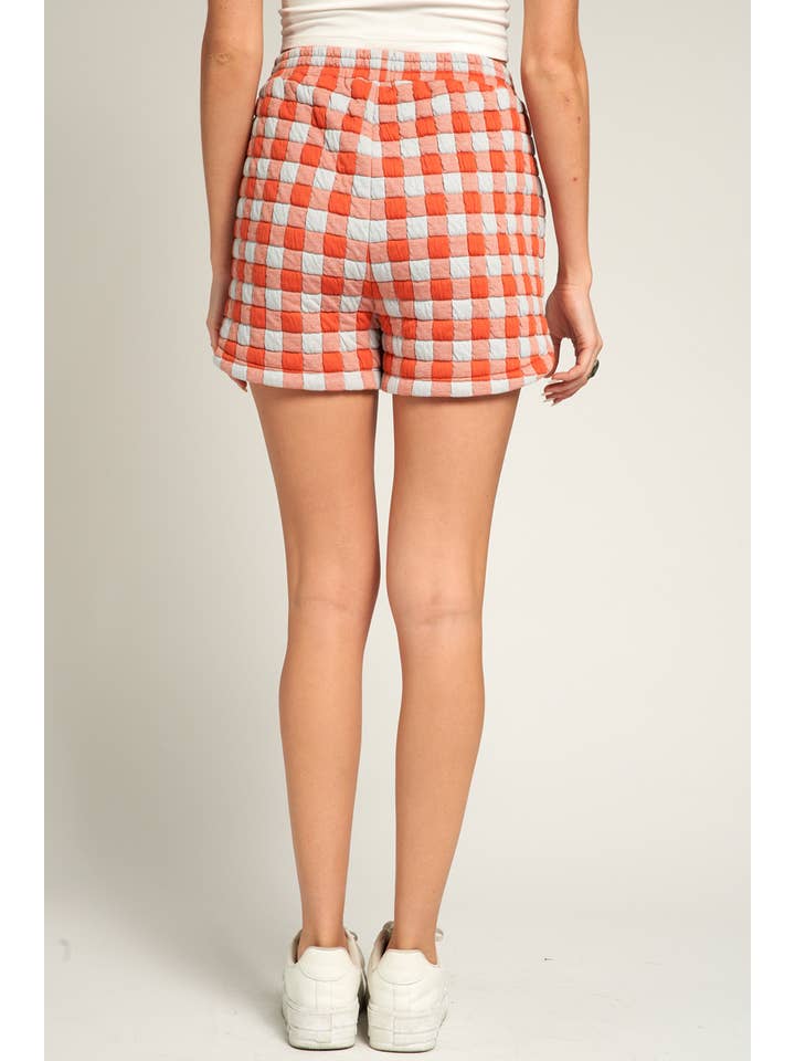 Orange Blue Quilted Dolphin Hem Shorts for wholesale on Faire6