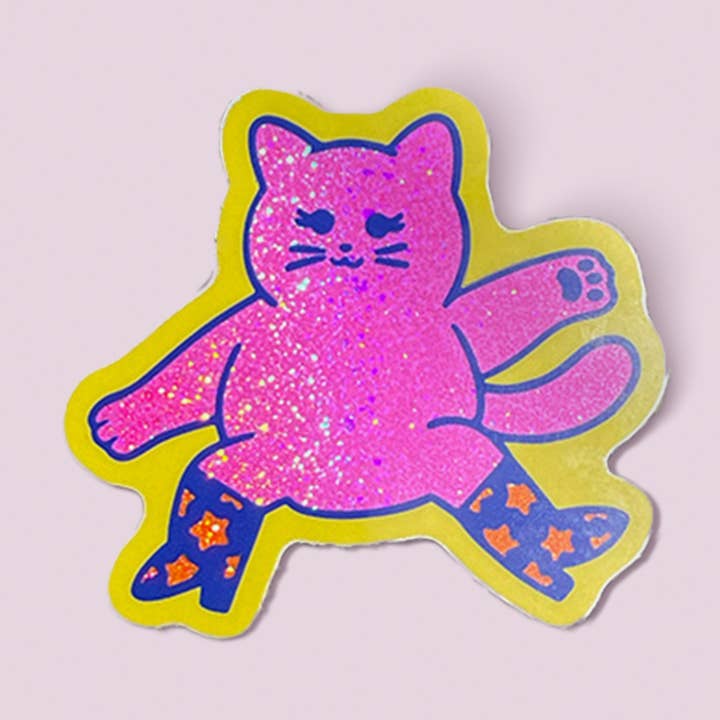 Dancing Cat Sparkle klistermærke for engroshandel hos Salad Days
