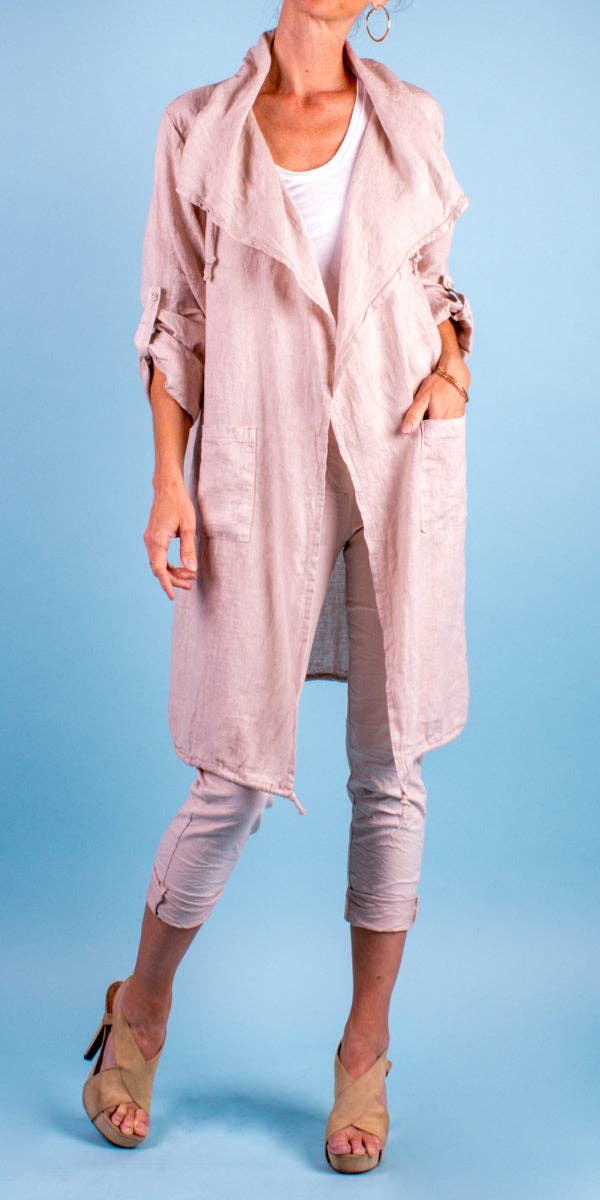 Gigi Moda - Wholesale Jacket - Women's - Shawl Style Long Linen Jacket3