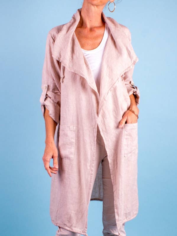 Gigi Moda - Wholesale Jacket - Women's - Shawl Style Long Linen Jacket3