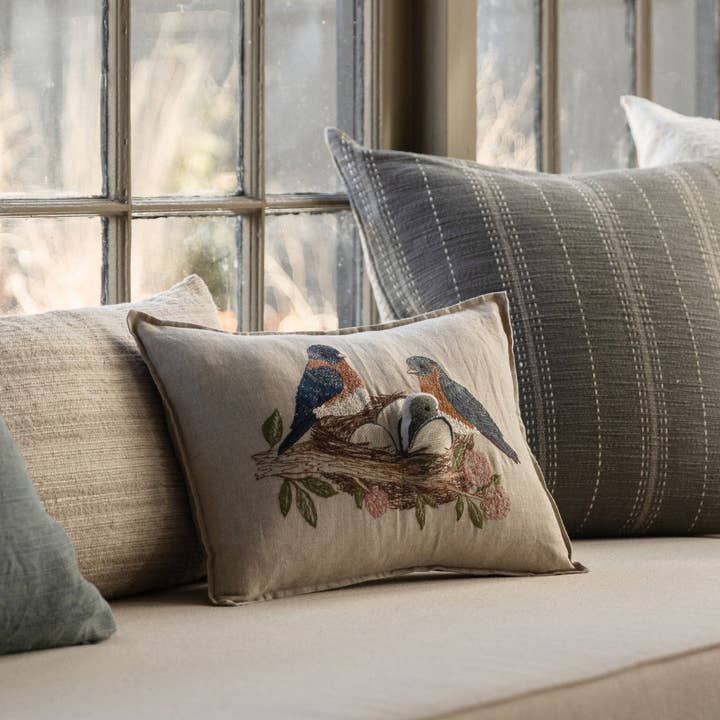 Coral & Tusk – Almofada decorativa/de sofá por atacado – Almofada de bolso com ninho de pássaro azul5