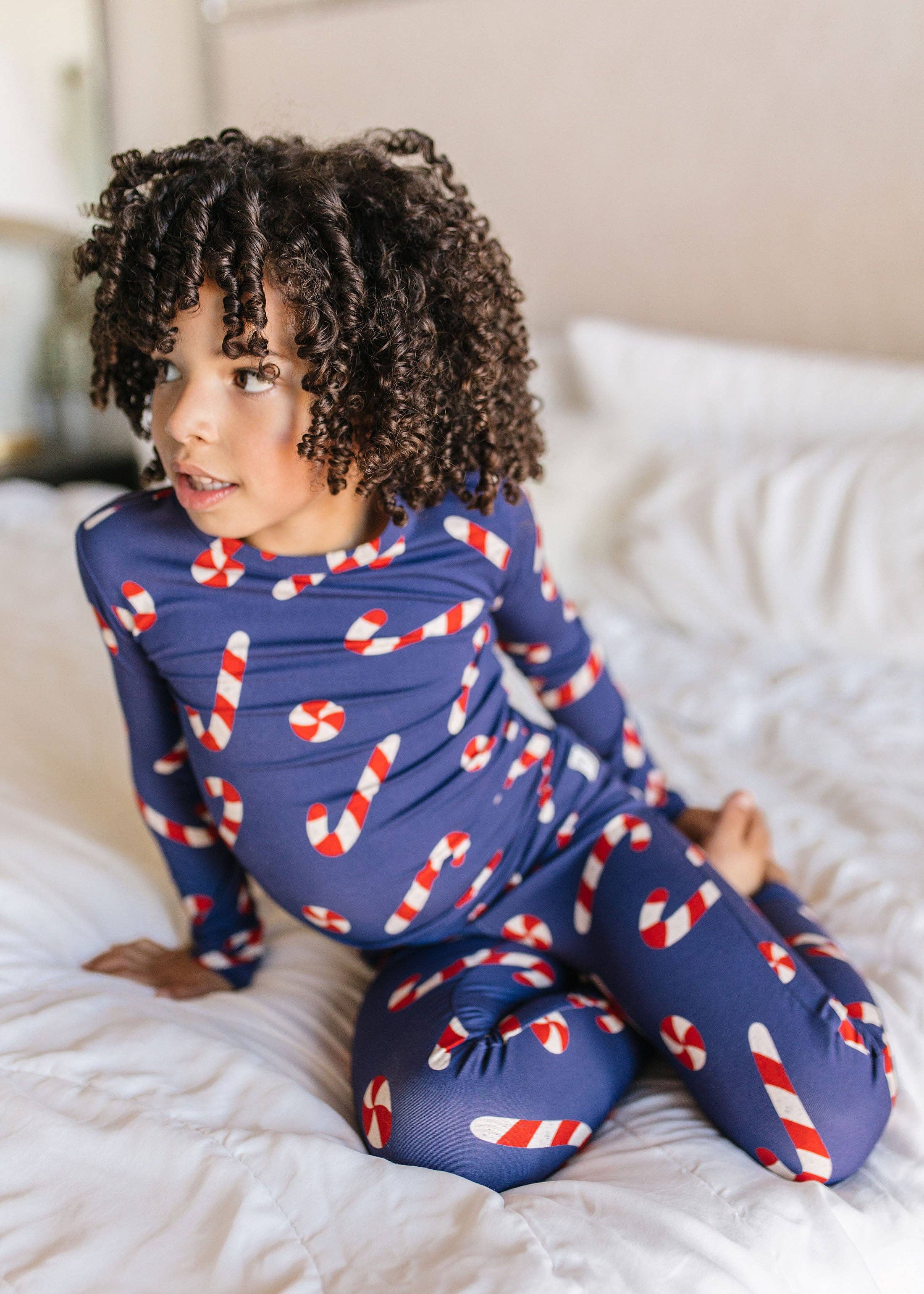 Loocsy LLC - Wholesale Sleepwear Set - Kids - Navy Candy Cane Pajama Set4