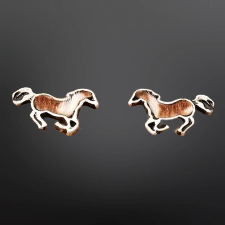 Westrian International - Vente Clous d'oreille - Boucles d'oreilles clous en crin de cheval Paint