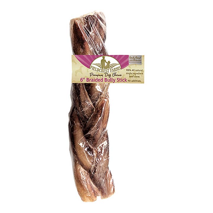 King Wholesale Pet Goods - Wholesale Pet Treats - Dog - Fieldcrest Farms Braided Bully Stick 6"