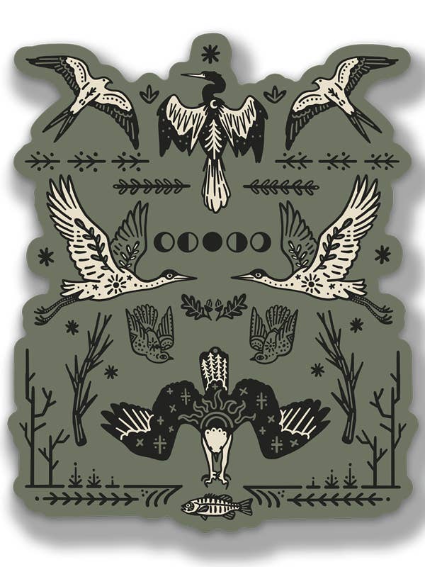 Folk + Feathers Sticker for wholesale by Freehand Goods
