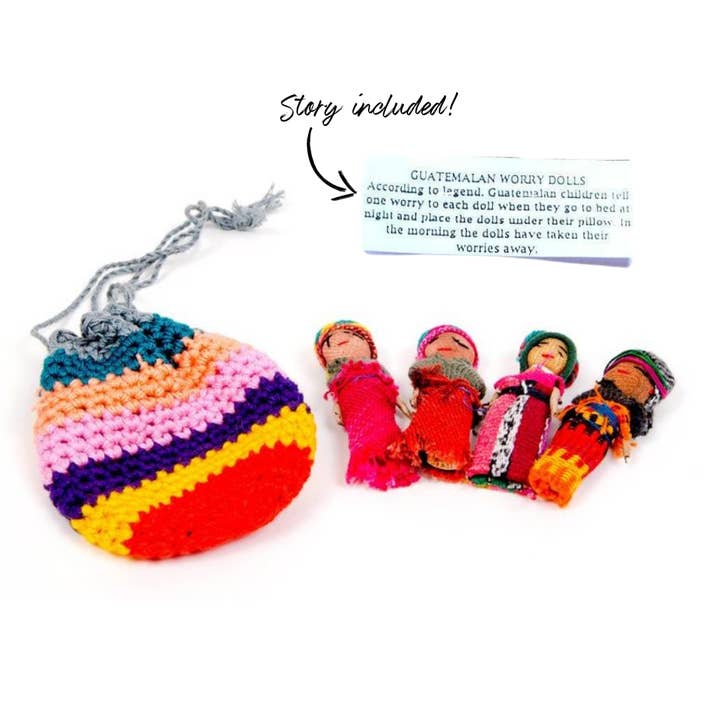 Lumily – Engroshandel Dukke - Børn – Worry Doll Hæklet pose med fire dukker - Guatemala