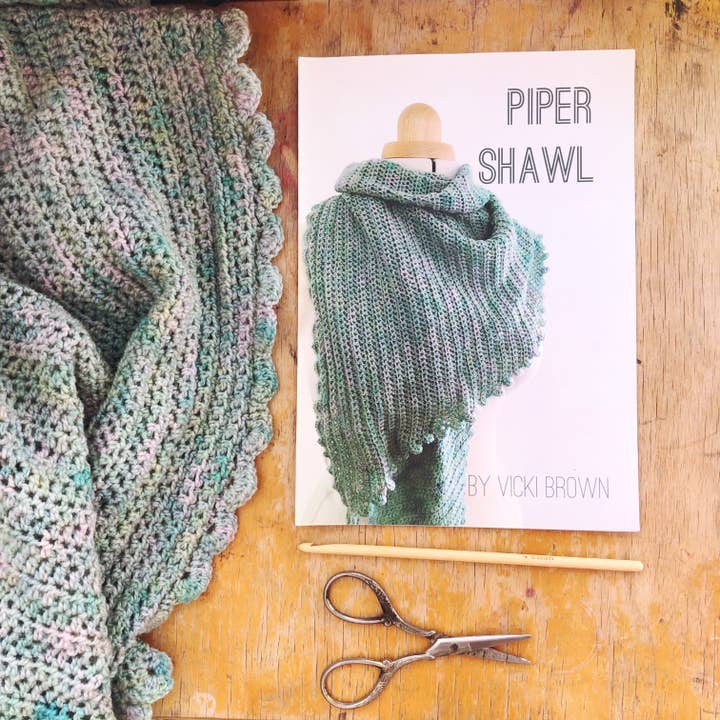 Crochet Pattern - Piper Shawl - PRINT for wholesale by Vicki Brown Designs