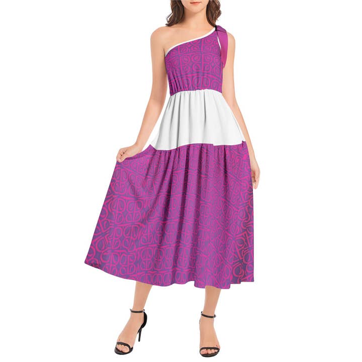 Midiklänning med volangfåll med en axel för wholesale av Baffeu