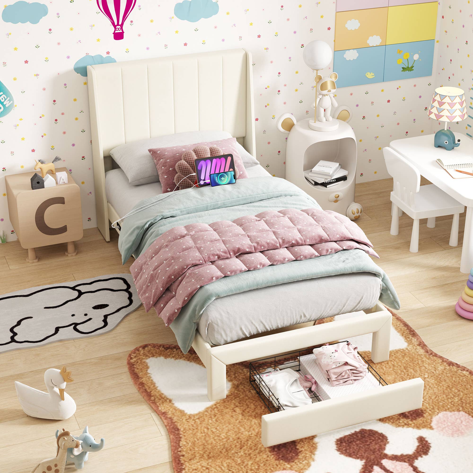 39F Inc. - Wholesale Bed - Upholstered Bed with Drawers, USB Port– Twin & Queen Sizes20