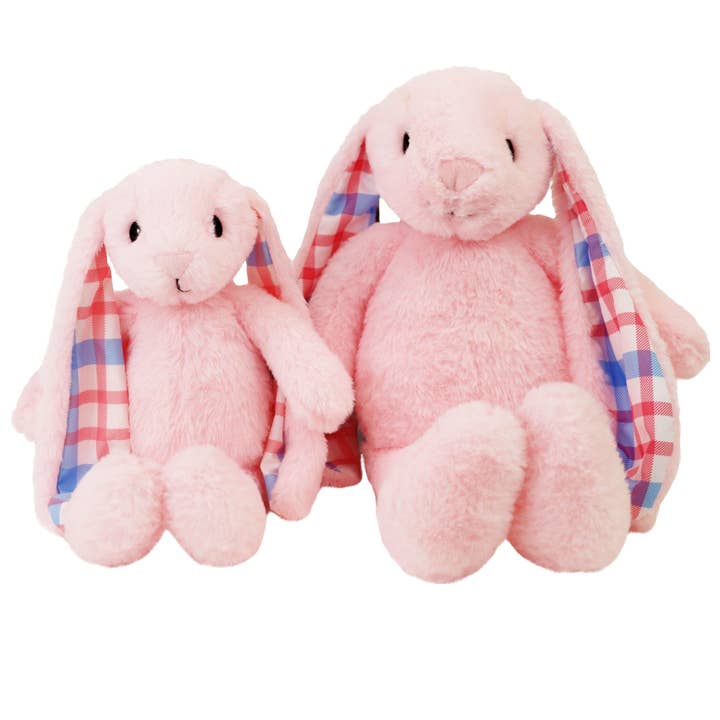 Plushible Plaid Eared Bunny Pink for wholesale by OrangeOnions