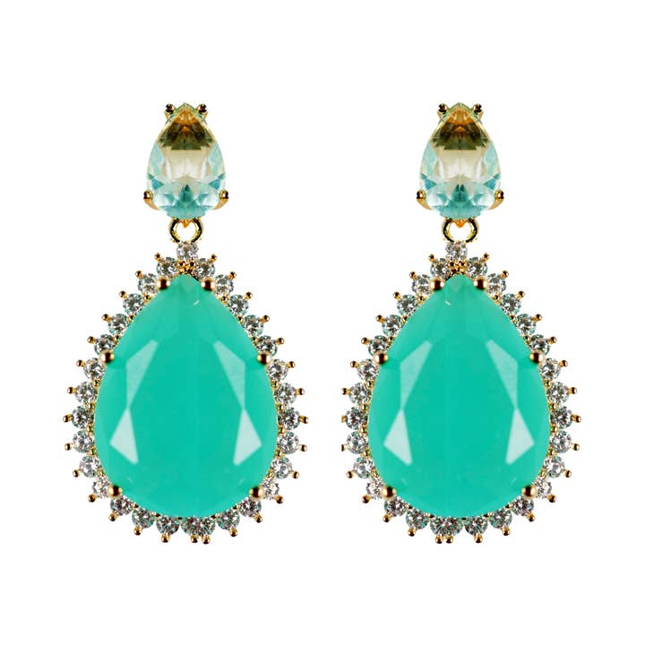St Armands Designs of Sarasota - Wholesale Dangle Earrings - Turquoise, Aquamarine and Diamond Drop Statement Earrings0