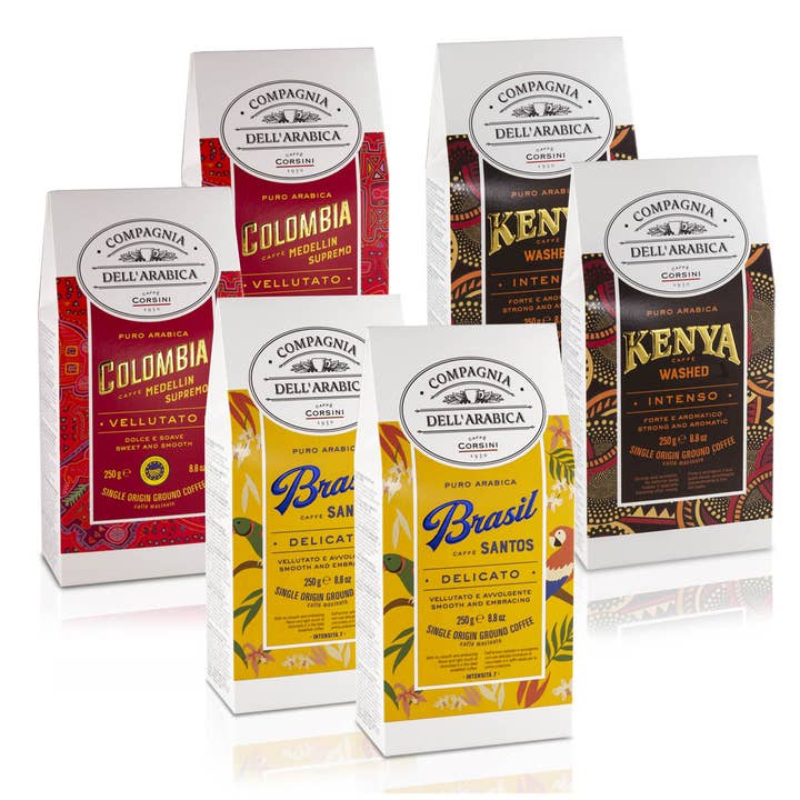 Caffè Corsini - Wholesale Coffee Beans - Ground coffee tasting set | 100% Arabica | 6x250g