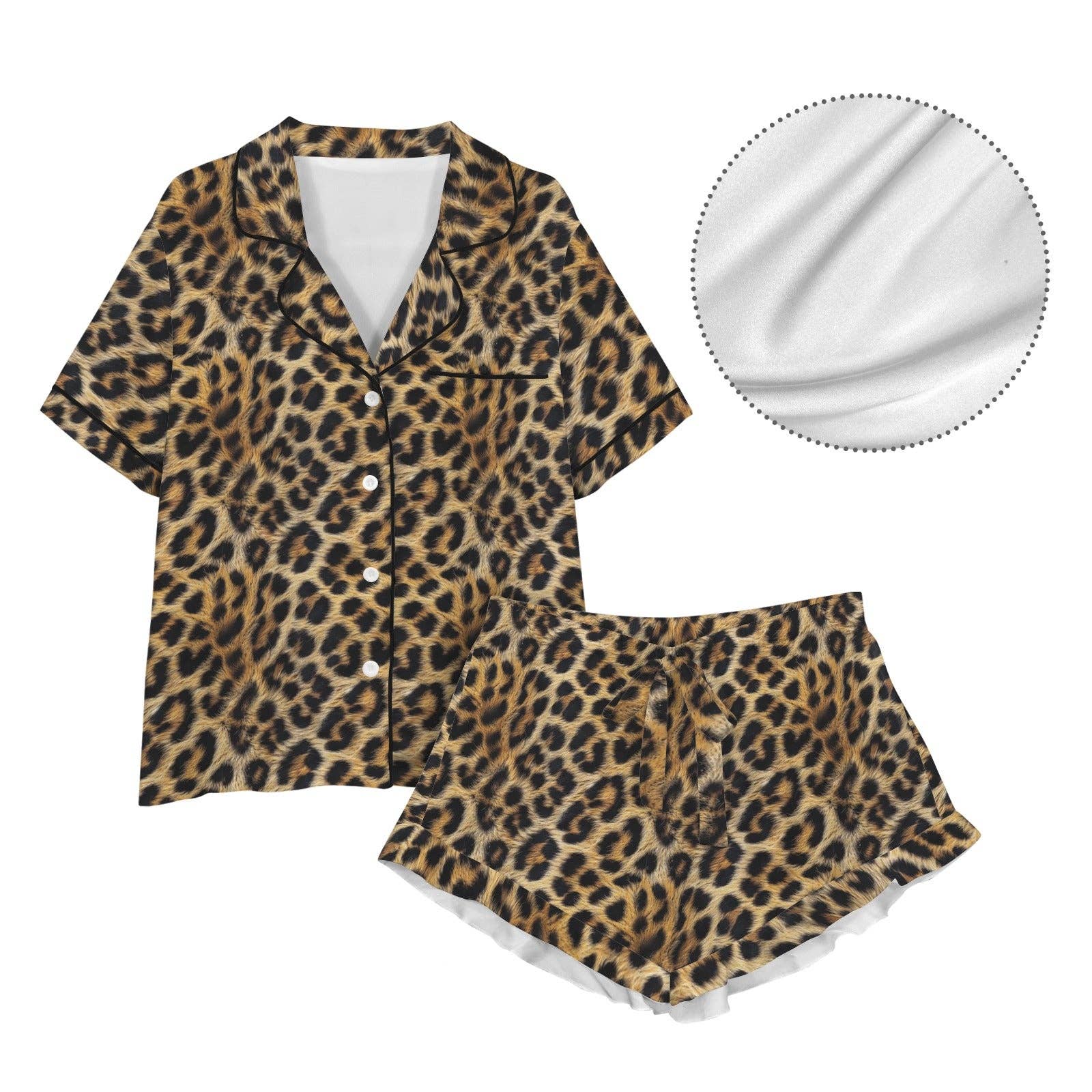 BAHA RANCH WESTERN WEAR - Wholesale Sleepwear Set - Women's - Baha Ranch Retro Pop Western Leopard Cowgirl Satin Pajamas2