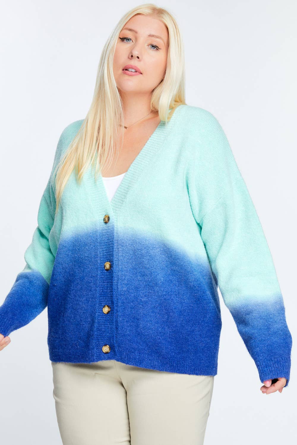Davi & Dani - Wholesale Cardigan - Women's - OVERSIZE BUTTON DOWN CROPPED DYED SWEATER CARDIGAN2