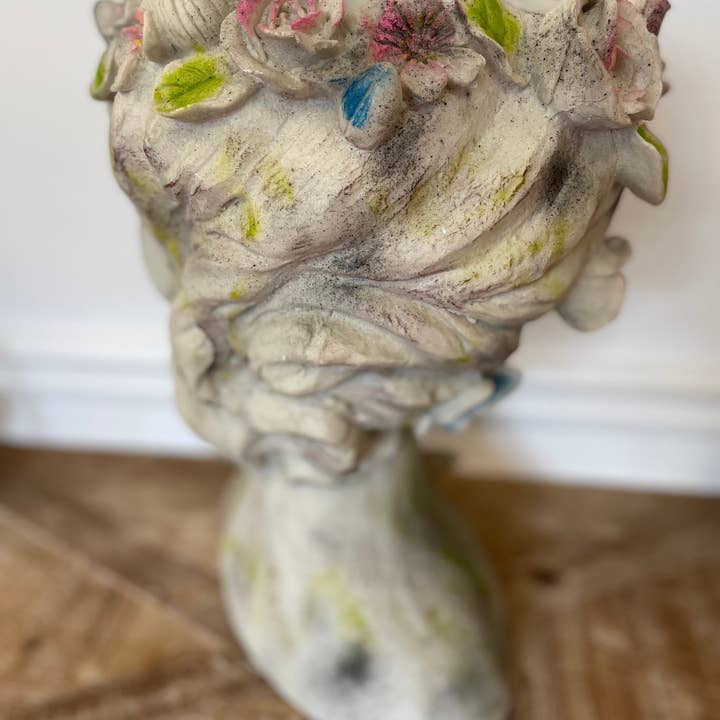 Vagabond Vintage - Wholesale Plant Pot - RESIN YOUNG GIRL PLANTER WITH COLORFUL BUTTERFLY