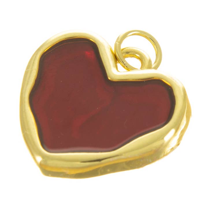 Gold and Enamel Red Heart Charm for Jewelry Making CPG021 for wholesale by Jewel Pledge