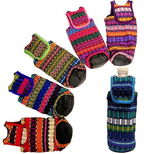 Woven Striped Guatemalan Water Bottle Holder Soft Case for wholesale by Pichincha