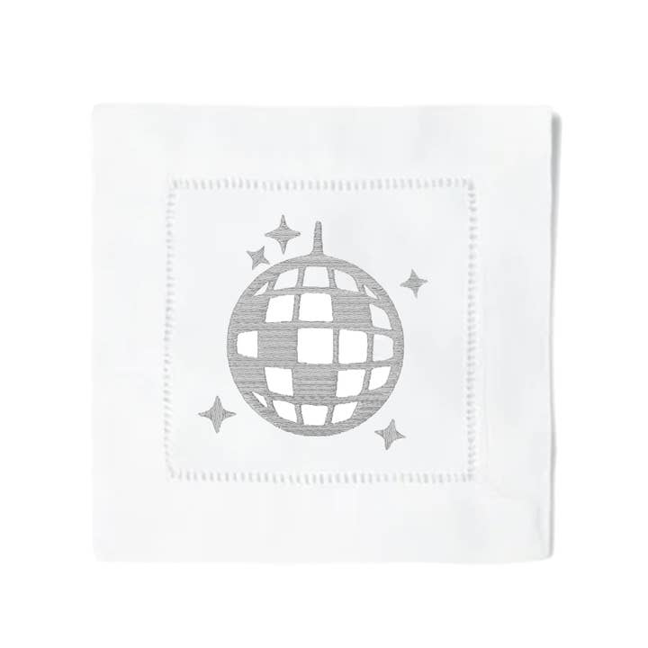 Disco Ball Cocktail Napkins for wholesale by Blythe Embroidery Co.