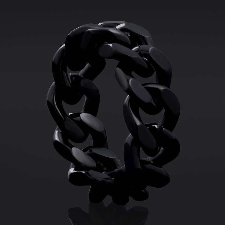 Black Steel Chain Link Ring for wholesale by Custom Plugs