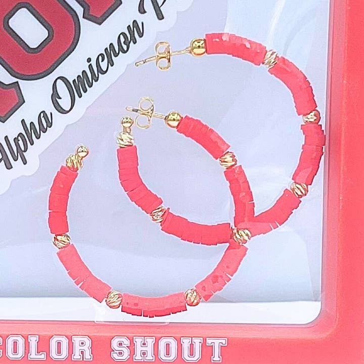 Alpha Omicron Pi Vinyl Hoop Earrings for wholesale by Color Shout