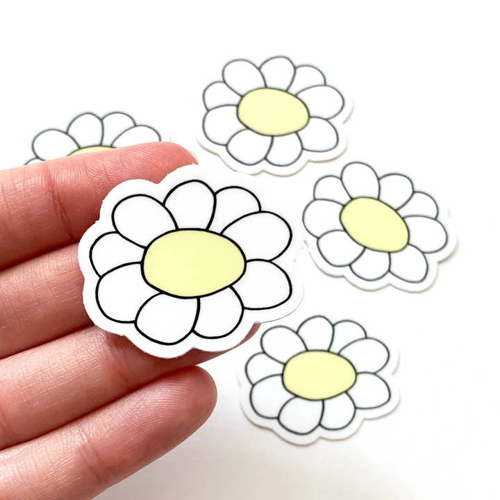 Daisy Sticker, Vinyl Flower Stickers, Envelope Seals for wholesale by Yellow Daisy Paper Co.