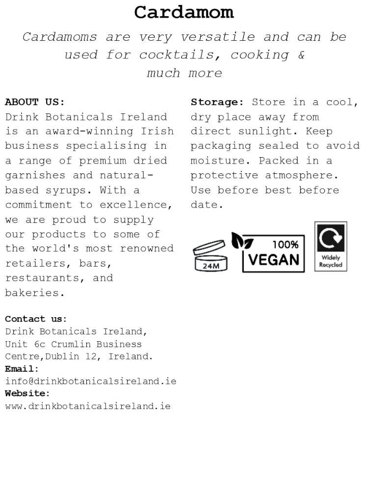 Drink Botanicals Ireland - Wholesale Dried Spice - Green Cardamom Pods3