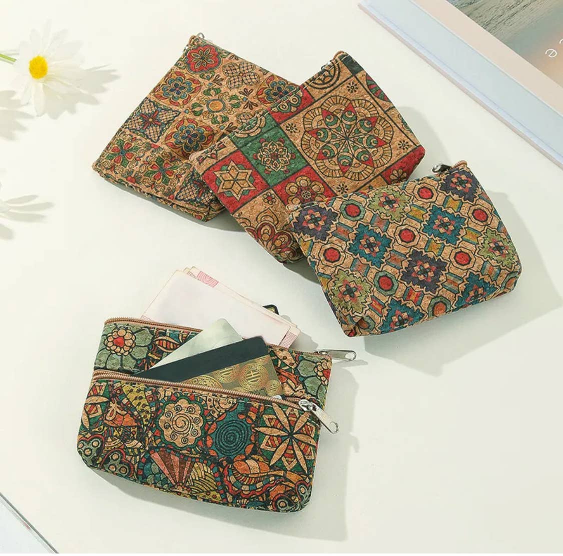 Serenity Collective - Vente Portefeuille – unisexe - Portefeuille à double fermeture éclair en liège 100% naturel1