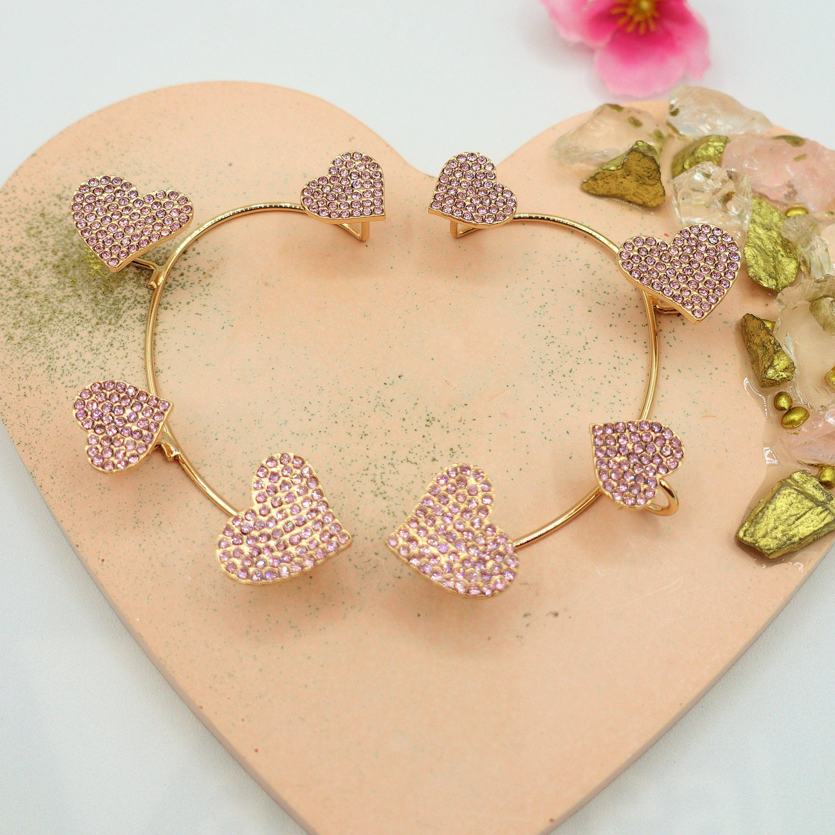 Daemon srls - Wholesale Cuff/Wrap Earrings - QUERIDA ~ EARCUFF mono orecchino con cuori in cubic zirconia16