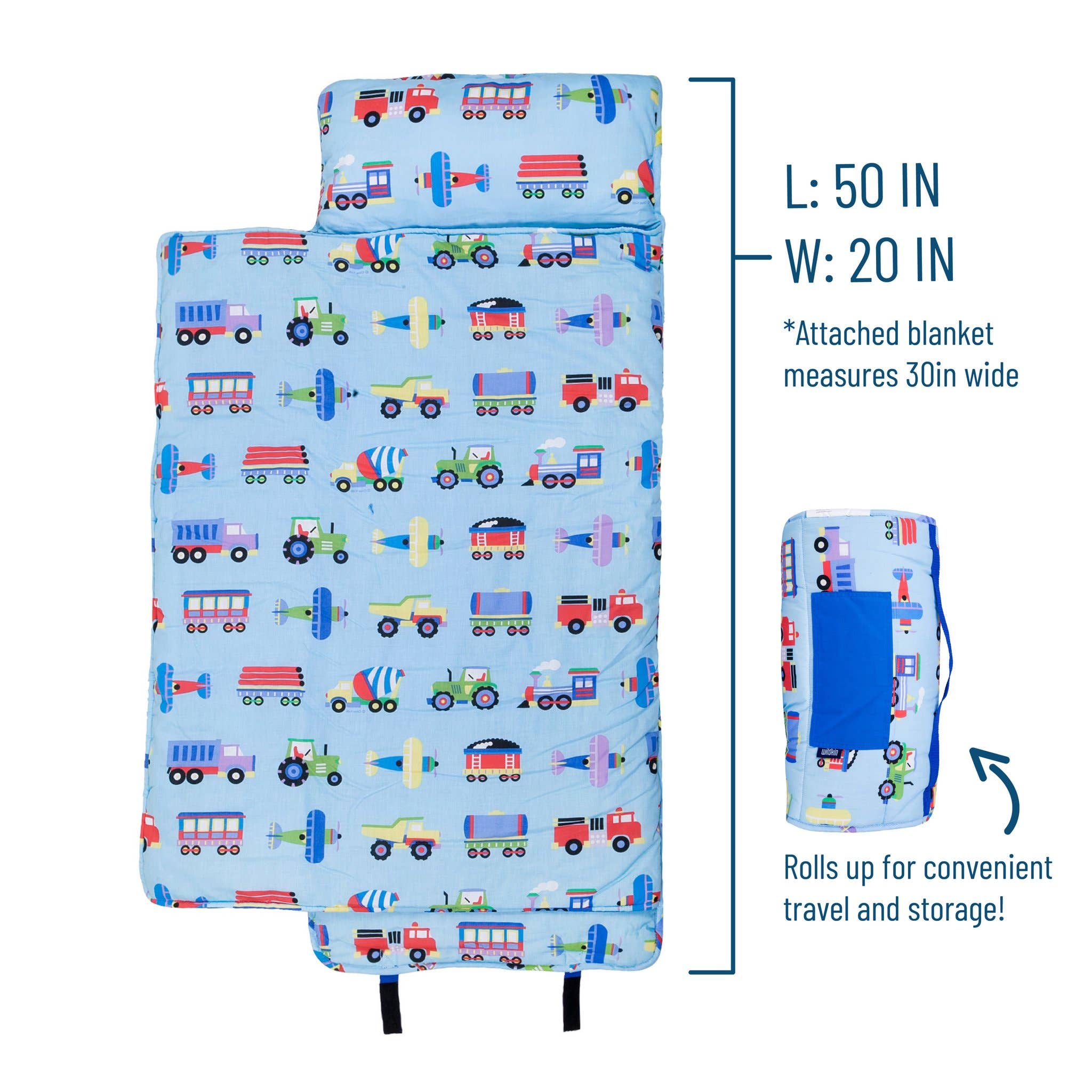 Wildkin - Wholesale Nap Mat - Kids & Baby - Trains Planes and Trucks Original Nap Mat - Blue4