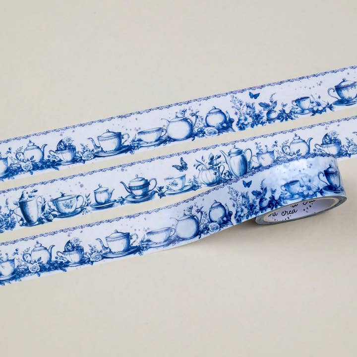 CoraCreaCrafts - Wholesale Washi Tape - Blue Tea Washi Tape2