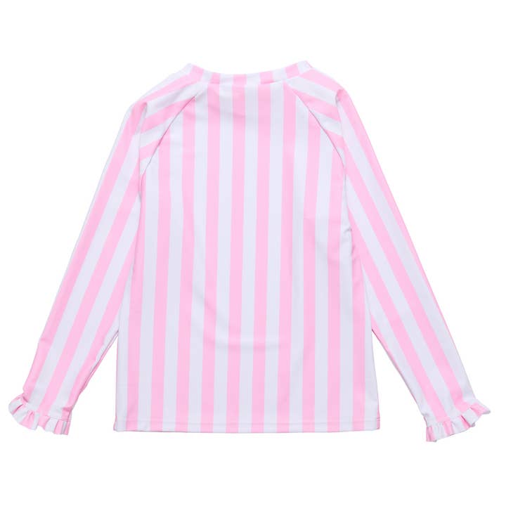 Snapper Rock Swimwear UPF50+ - Wholesale Rashguard - Kids - Pink Stripe LS Rash Top