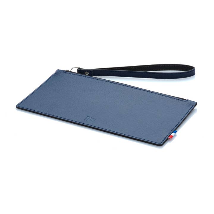 NICO - Trousse en cuir recyclé - Bleu pour la vente par apocope.paris