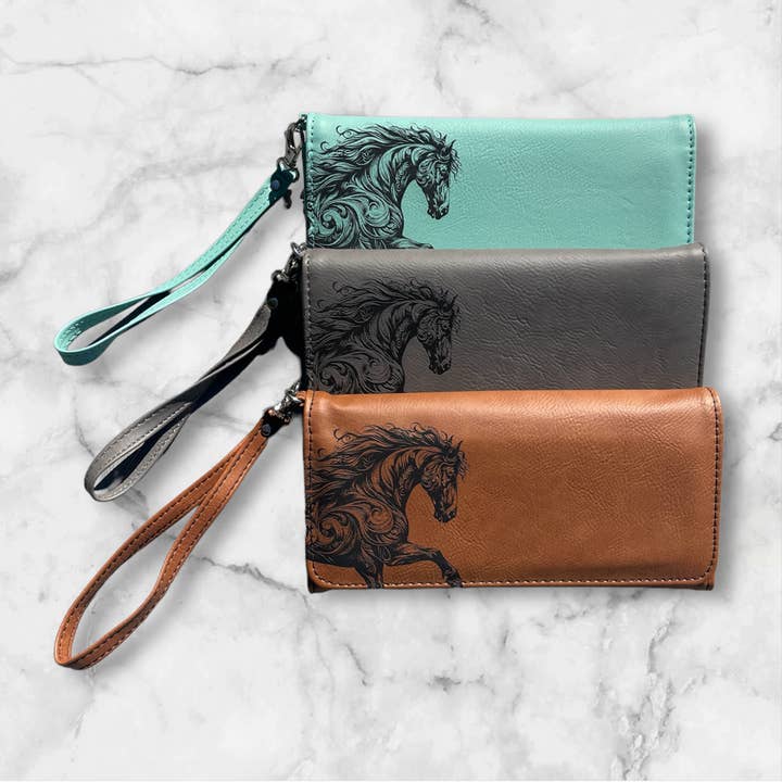 The Krafty Equestrian - Wholesale Wallet - Women's - Horse Design Womens Leatherette Wallet available in 3 colors