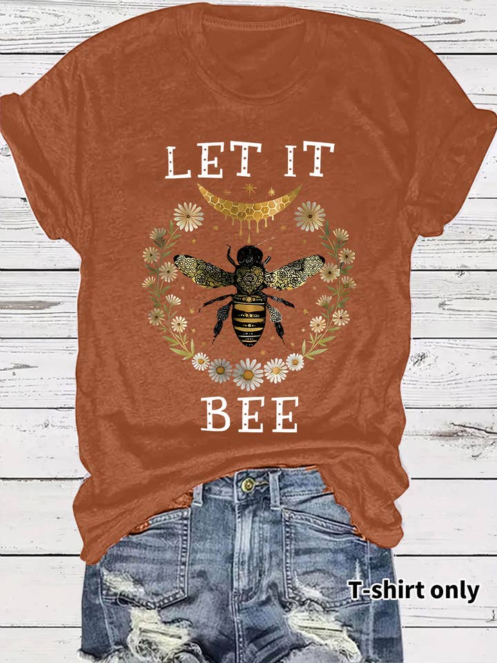 Rosa Clothing - Wholesale T-Shirt - Women's - LET IT BEE & Floral Wreath Graphic T-Shirt5