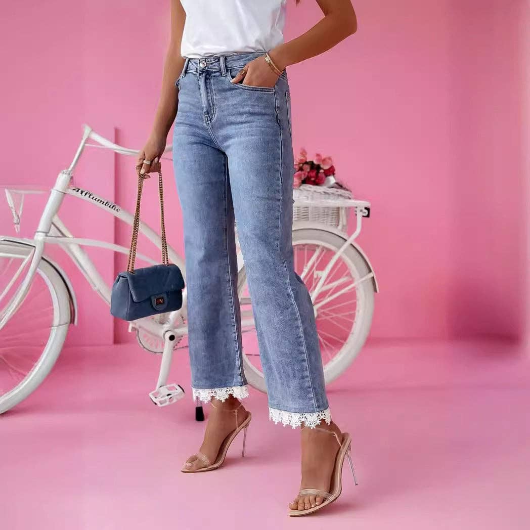 Light Blue 2025 NEW European HighWaisted Flare Jeans Chic Flared  Fresh for wholesale on Faire3