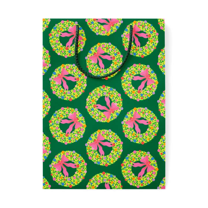 *NOUVEAU* Sac Cadeau Couronne Arc-en-ciel - Sac Cadeau de Noël Coloré avec Nœuds Roses pour la vente par KANDS.CO