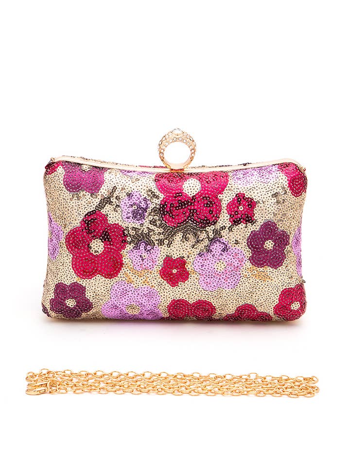 Sequins Flower Statement Box Clutch Bag for wholesale by Artini Accessories