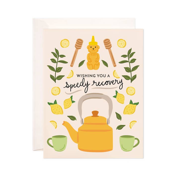 Bloomwolf Studio - Wholesale Get Well Card - Lemon Recovery Greeting Card - Get Well Soon Card