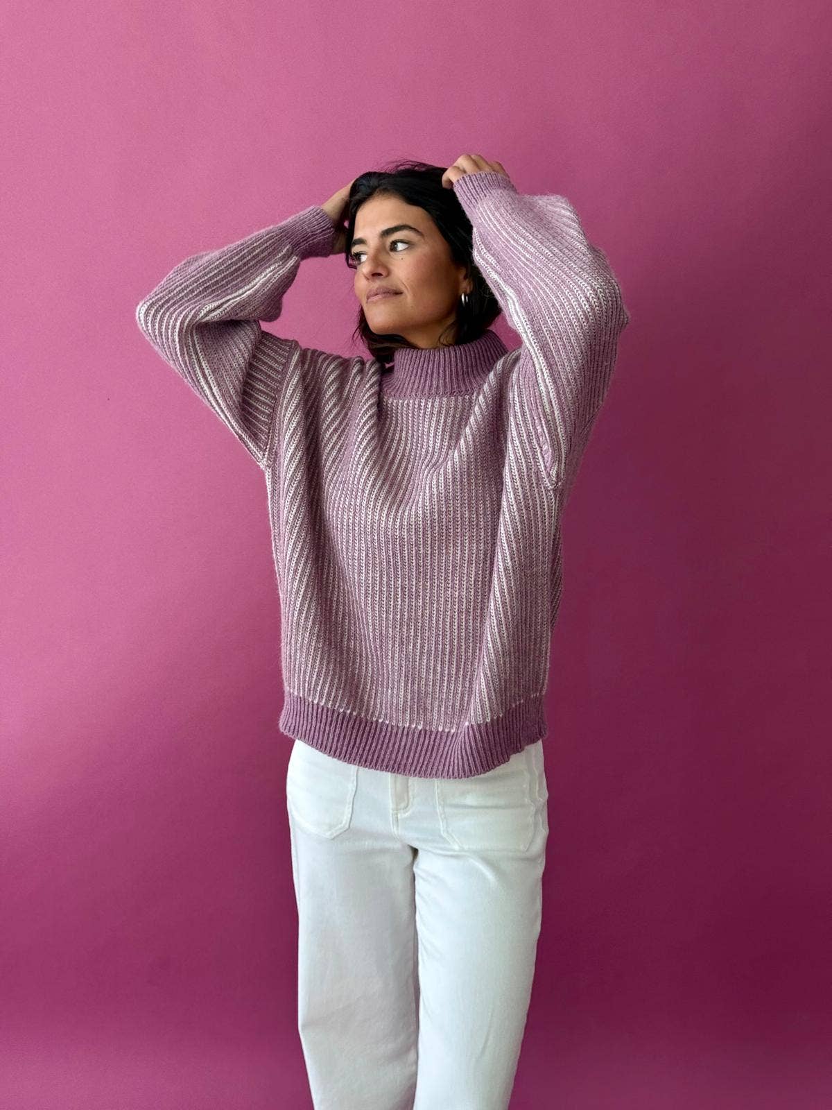 MindTraveler - Wholesale Knit Sweater - Women's - Emma Jersey Mauve and Beige6