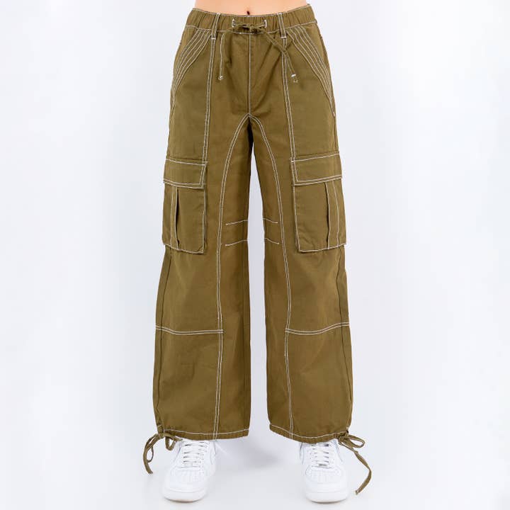 PANTALON DE JOGGING LARGE À COUTURES CONTRASTANTES-RJJ30599 pour la vente par American Bazi