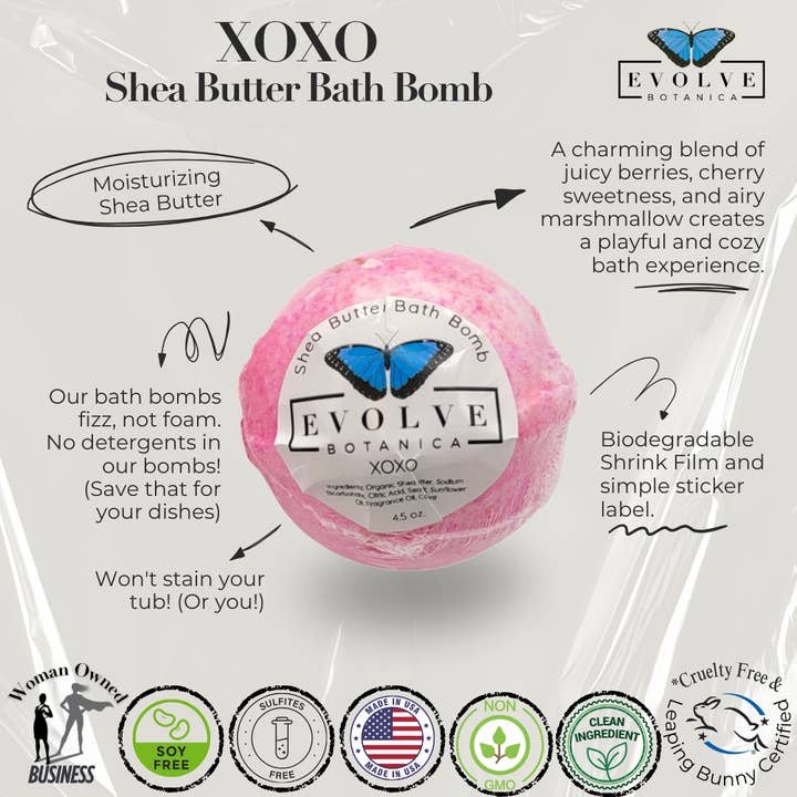 Evolve Botanica - Wholesale Bruisbal/schuim - Natuurlijke Badbom handgemaakt Bes - XOXO - Valentijnsgeschenken1