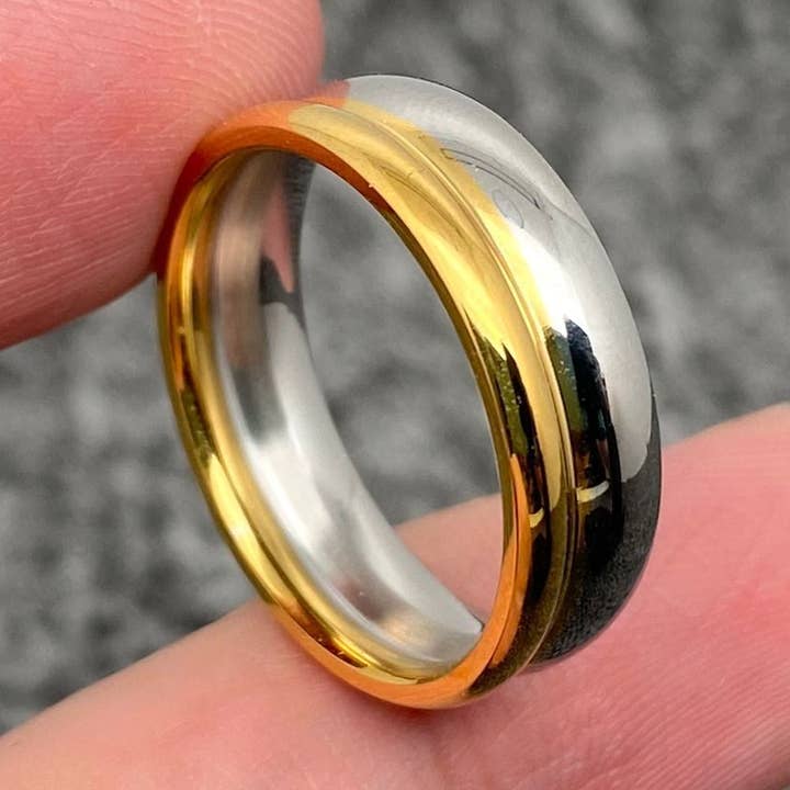 6mm Two-tone Stainless Steel Ring - FGS for wholesale by Mio Queena