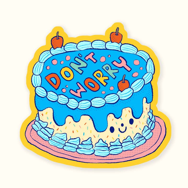 Ivna Lins - Wholesale Sticker - Don't Worry Blue Cake Vinyl Sticker - Blue Confetti Vanilla0