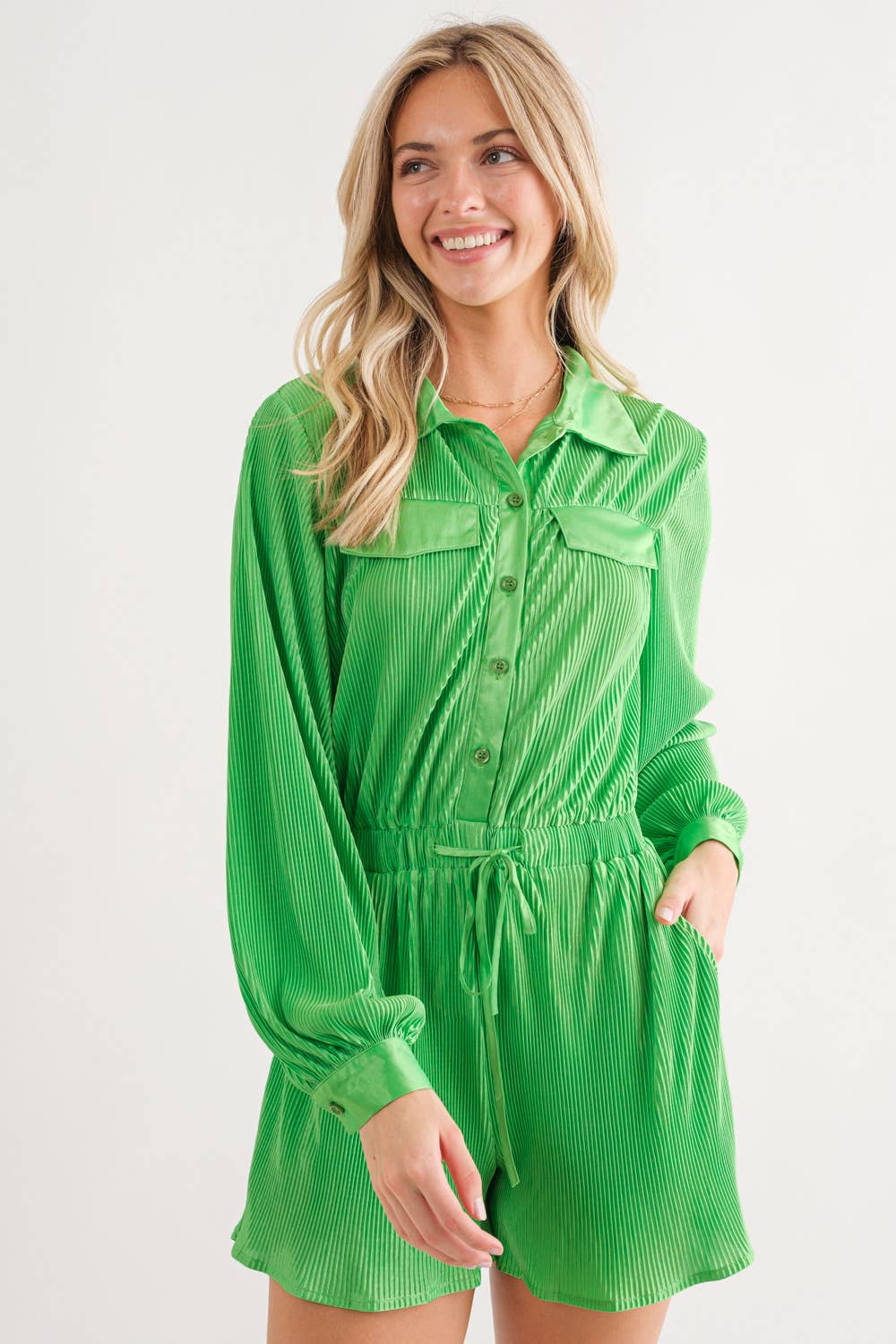 Blue B - Vente Combishort – femme - 61136R - Combishort à col plissé en accordéon11