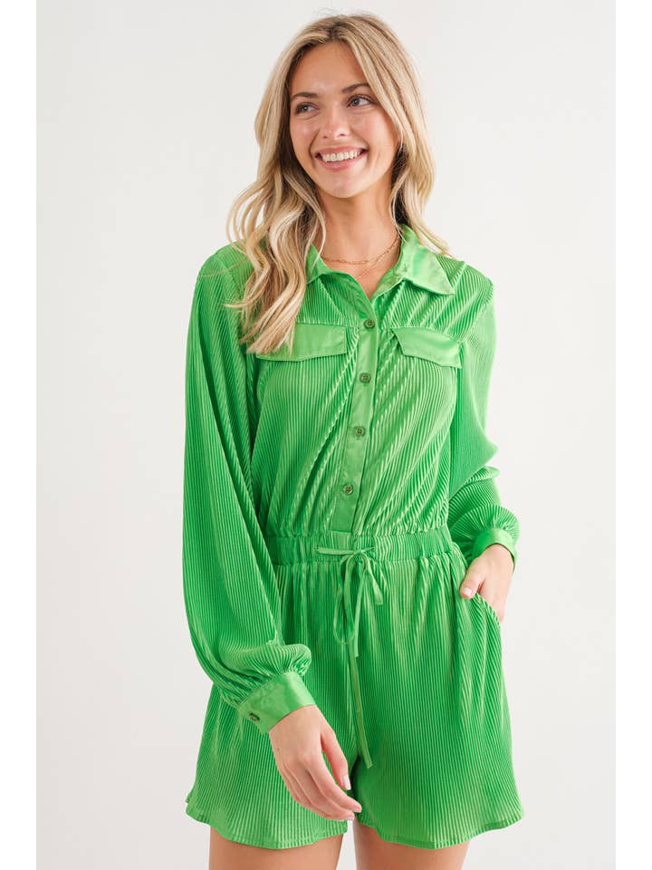 Blue B - Wholesale Romper – Women's - 61136R - Accordion Pleated Collared Romper11