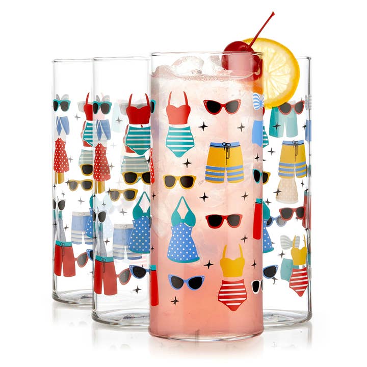 Libbey Vintage Swimsuits Cooler Glasses, 16-ounce, Set of 4 for wholesale by Libbey