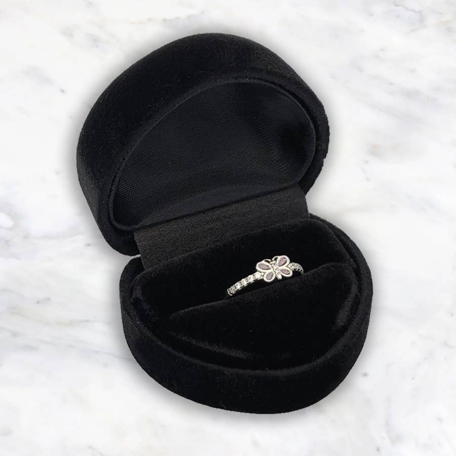 Cherished Moments - Wholesale Band/Stacked Ring - Kids Sterling Silver Pink Butterfly Baby Ring with CZs5