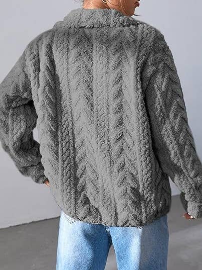 HIDDENBRAND - Wholesale Jacket - Women's - Casual Zip-Up Cardigan With Stand Collar Fleece Jacket6