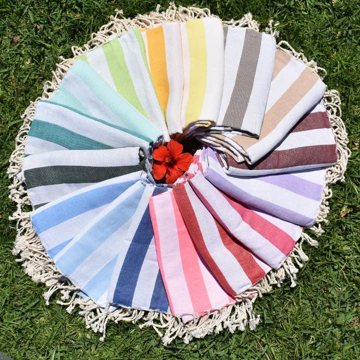 Fouta Tunisia - Vendita all'ingrosso Telo mare - Fouta Alaska con righe verticali eleganti26